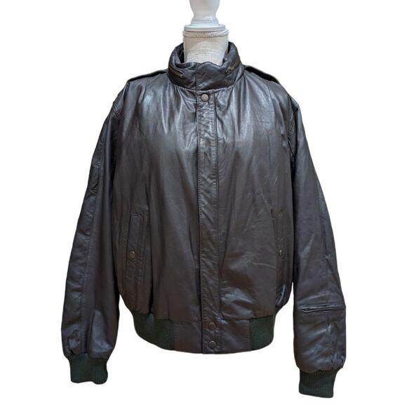U2 Wear Me Out Dark Brown 100% Leather Jacket Faux Fur Liner Stowaway Hood Sz 46 - Picture 1 of 12